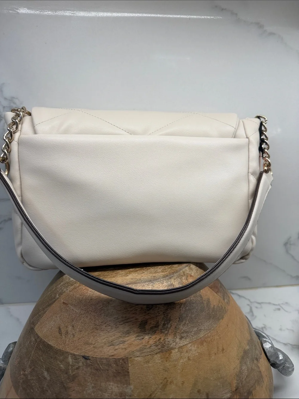 Juicy Couture Quilted Crossbody Bag in Cream and Gold Hardware